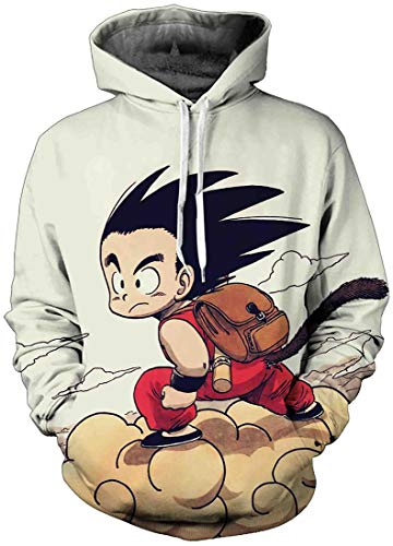 FLYCHEN Sudadera con Capucha para Hombre con 3D Digital Impreso Dragon Ball Goku Super Saiyan Azul Men's Hoodie Hip Hop - Bolsa - 2XL