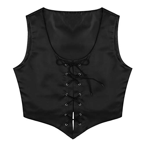 Freebily Corsé Medieval con Cordones Vintage Mujer Corsé Reversible Corpiño Justo Chaleco Top Sexy para Mujer Negro Large