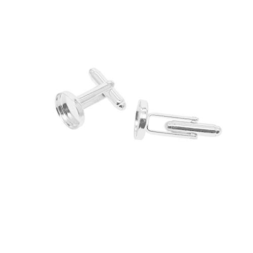 freneci 10x Gemelos De Latón 12mm Ajustes Redondos En Blanco Gemelos DIY Fabricación De Joyas - Plata de Luna