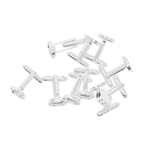 freneci 10x Gemelos De Latón 12mm Ajustes Redondos En Blanco Gemelos DIY Fabricación De Joyas - Plata de Luna