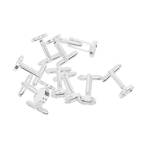 freneci 10x Gemelos De Latón 12mm Ajustes Redondos En Blanco Gemelos DIY Fabricación De Joyas - Plata de Luna