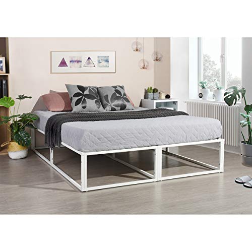 Furniture-R Francia - Marco de Cama Doble (Cama matrimonial, tamaño King Size), Metal, Blanco, King Size