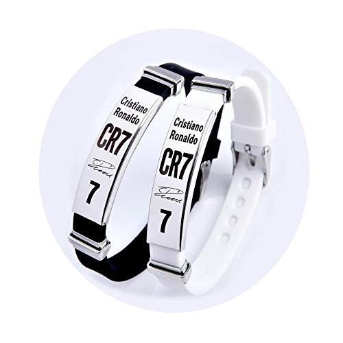 Fútbol Cristiano Ronaldo Inspirador Firma Pulseras Ajustables CR7 Pulsera de Silicona Deporte 2 Piezas