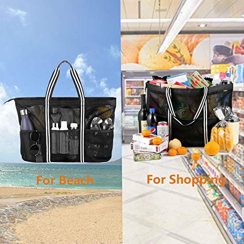 GAGAKU Bolsa Extra Grande de Malla de Playa, Bolsos Totes para Mujer - Bolsa de almacenamiento para Playa y Bañarse y Natación