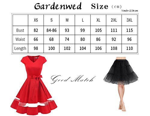 Gardenwed Vintage Vestidos Coctel Corto 50s Vestido de la Fiesta para Mujer Red Small Black Dot XS