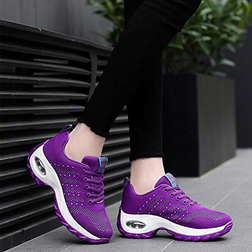 GAXmi Zapatillas Deportivas Mujer Respirable Zapatos Gimnasia Running Antideslizantes Casual Morado 42EU
