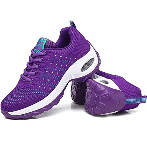 GAXmi Zapatillas Deportivas Mujer Respirable Zapatos Gimnasia Running Antideslizantes Casual Morado 42EU