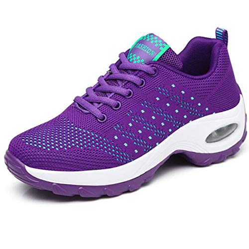 GAXmi Zapatillas Deportivas Mujer Respirable Zapatos Gimnasia Running Antideslizantes Casual Morado 42EU