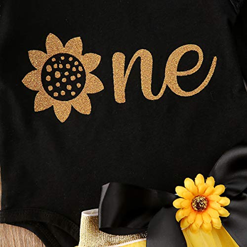 Geagodelia - Vestido de tutú de tul para bebé, manga corta, diseño navideño Noir + Jaune 0-3 meses