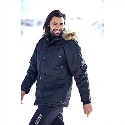 Geographical Norway ABIOSAURE MEN - Chaqueta Impermeable Hombre - Abrigo Piel Grueso Capucha Exteriores - Chaqueta Cortavientos Invierno Forro Exterior Hombres AZUL XXL