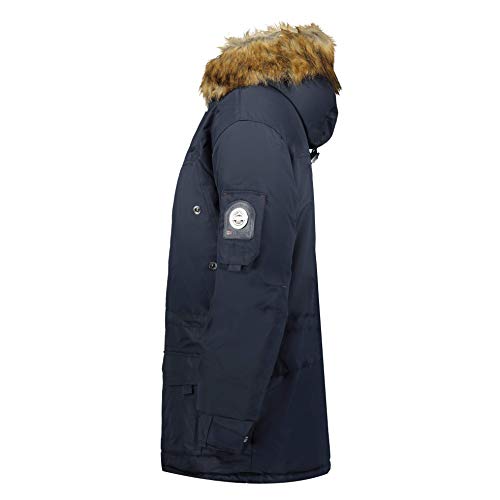 Geographical Norway ABIOSAURE MEN - Chaqueta Impermeable Hombre - Abrigo Piel Grueso Capucha Exteriores - Chaqueta Cortavientos Invierno Forro Exterior Hombres AZUL XXL
