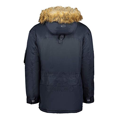 Geographical Norway ABIOSAURE MEN - Chaqueta Impermeable Hombre - Abrigo Piel Grueso Capucha Exteriores - Chaqueta Cortavientos Invierno Forro Exterior Hombres AZUL XXL