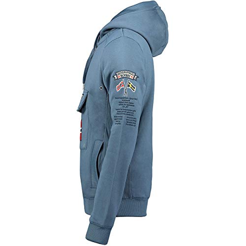 Geographical Norway GYMCLASS Men - Sudadera Capucha Bolsillos Hombre - Chaqueta Casual Hombres Abrigo - Camisetas Camisa Manga Larga - Hoodie Deportiva Regular Fitness Jacket Tops (Azul PETRÓLEO L)