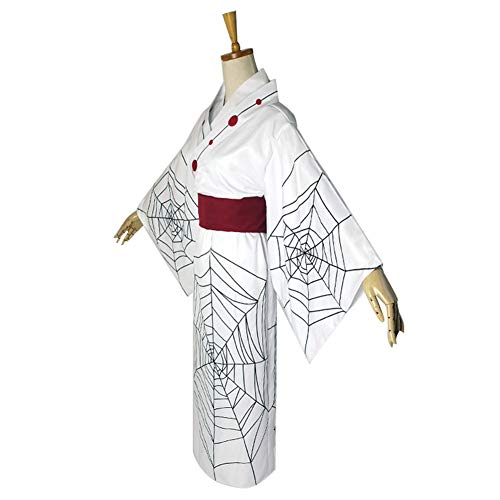 GGOODD Kimono Tradicional Japonés para Mujer, Bata De Kimono Yukata Estampada con Forma De Araña Blanca con Cinturón, Vestido De Fiesta De Carnaval De Halloween,M