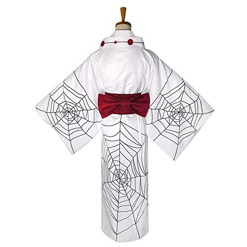 GGOODD Kimono Tradicional Japonés para Mujer, Bata De Kimono Yukata Estampada con Forma De Araña Blanca con Cinturón, Vestido De Fiesta De Carnaval De Halloween,M
