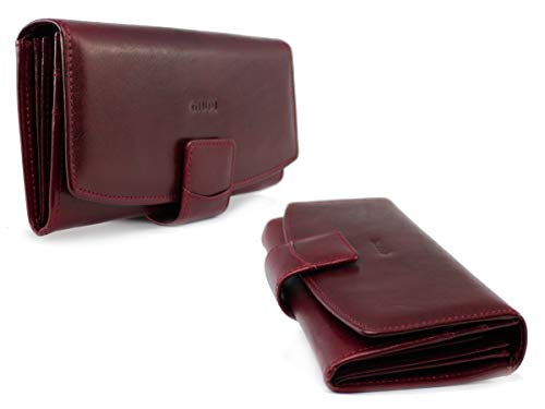 GIUDI ® Monedero de mujer de piel verde esmeralda, bolso de noche, grande, con muchos compartimentos, piel auténtica, monedero de diseñador, de alta calidad, ecopiel sostenible