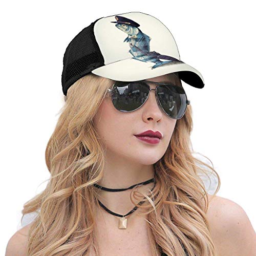 Gorras de béisbol  Gorra de béisbol Unisex Gorra Informal de Malla Hip Hop Gorra de Malla con Estampado 3D Sombrero Hip Hop Negro El Piloto Divertido Pez Plane Capit