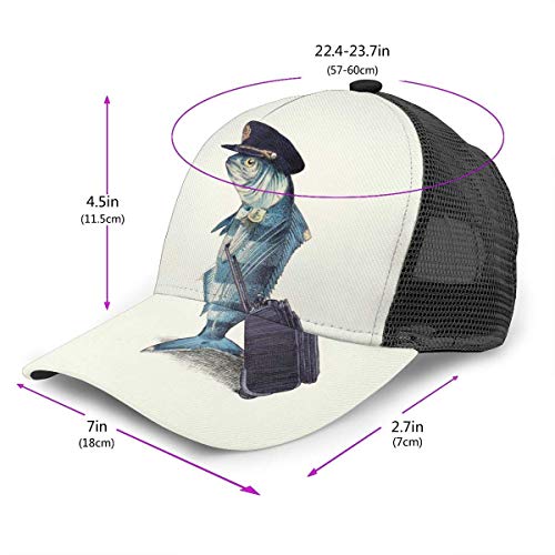 Gorras de béisbol  Gorra de béisbol Unisex Gorra Informal de Malla Hip Hop Gorra de Malla con Estampado 3D Sombrero Hip Hop Negro El Piloto Divertido Pez Plane Capit