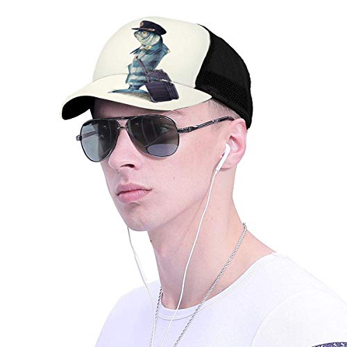 Gorras de béisbol  Gorra de béisbol Unisex Gorra Informal de Malla Hip Hop Gorra de Malla con Estampado 3D Sombrero Hip Hop Negro El Piloto Divertido Pez Plane Capit