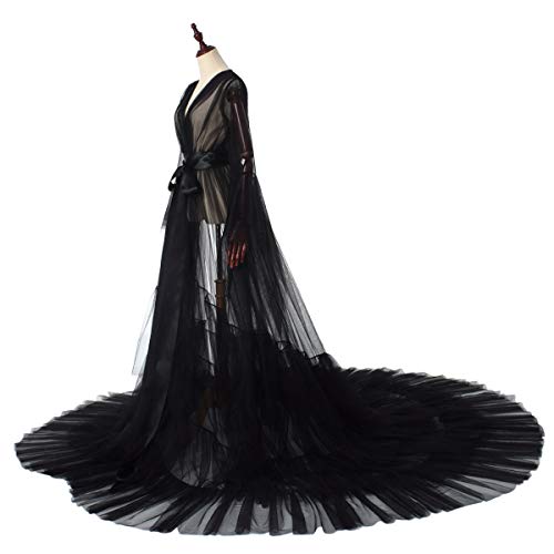 GRACEART Vestido de Mujeres Embarazadas Cuello en V Profundo Ver a Través Vestido Maxi (XL, Negro)