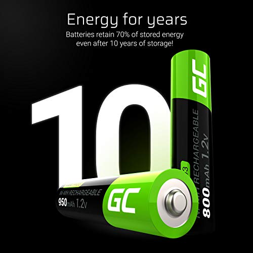 Green Cell 4X AAA 950mAh 1.2V Juego de 4 Pilas Recargables AAA Ni-MH Baja Autodescarga Precarga Alta Capacidad HR6 BK-4MCCE/8LE