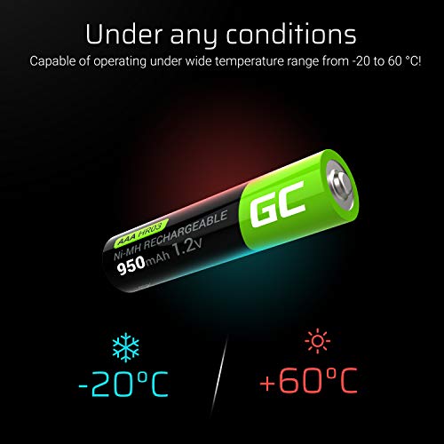 Green Cell 4X AAA 950mAh 1.2V Juego de 4 Pilas Recargables AAA Ni-MH Baja Autodescarga Precarga Alta Capacidad HR6 BK-4MCCE/8LE
