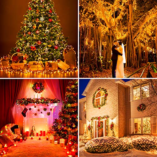 Guirnalda Luces Exterior Solar, OxyLED 200 LED Luces Solar de Navidad 8 modos USB Recargable Solares Cadena de Luces Decoración Iluminación para Arbol de Navidad, Jardín, Boda (blanco cálido)