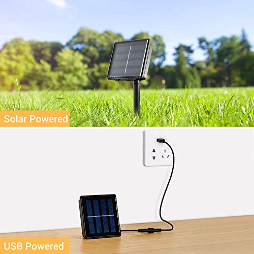 Guirnalda Luces Exterior Solar, OxyLED 200 LED Luces Solar de Navidad 8 modos USB Recargable Solares Cadena de Luces Decoración Iluminación para Arbol de Navidad, Jardín, Boda (blanco cálido)