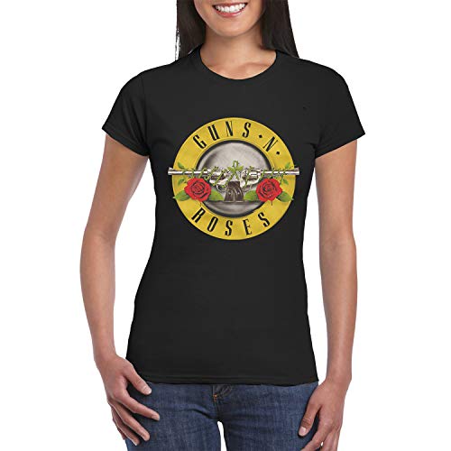 Guns N' Roses Bullet Logo T-Shirt Official Licensed Mujer, Small, Negro