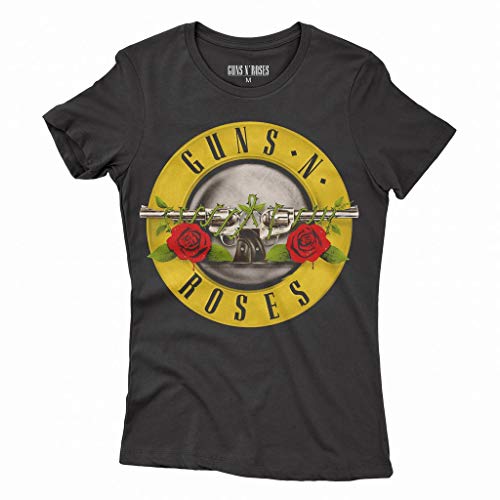 Guns N' Roses Bullet Logo T-Shirt Official Licensed Mujer, Small, Negro
