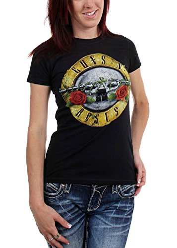 Guns N Roses – Camiseta para mujer con diseño bala envejecida negro negro Small