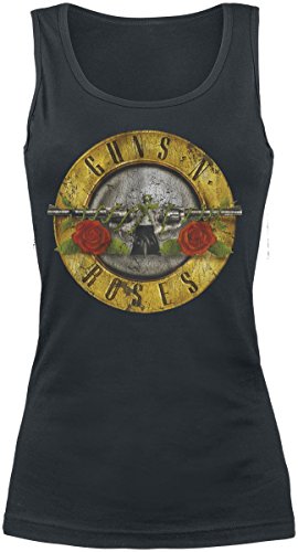 Guns N' Roses Distressed Bullet Mujer Top Negro L, 100% algodón, Regular