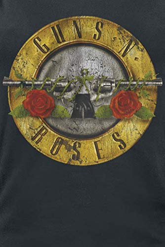 Guns N' Roses Distressed Bullet Mujer Top Negro L, 100% algodón, Regular