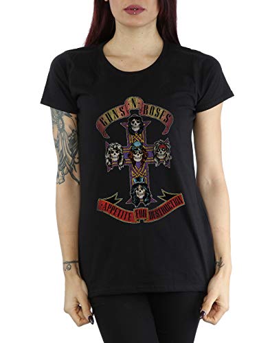 Guns N Roses mujer Appetite for Destuction Distressed Camiseta Medium Negro
