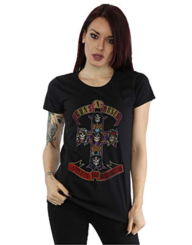 Guns N Roses mujer Appetite for Destuction Distressed Camiseta Medium Negro