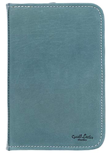 Gusti Cuero studio"Yannick" Estuche Lápices Universidad Trabajo Oficina Papelería Vintage Retro Piel de Búfalo Azul Turquesa 2S30-22-12