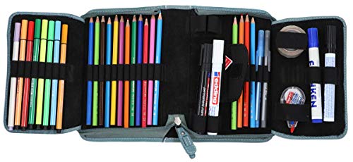 Gusti Cuero studio"Yannick" Estuche Lápices Universidad Trabajo Oficina Papelería Vintage Retro Piel de Búfalo Azul Turquesa 2S30-22-12