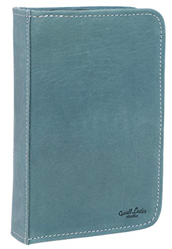 Gusti Cuero studio"Yannick" Estuche Lápices Universidad Trabajo Oficina Papelería Vintage Retro Piel de Búfalo Azul Turquesa 2S30-22-12