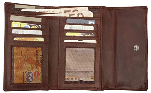 Gusti Leder studio Mae Monedero Mujer de Cuero Genino Dinero Monedas Tarjetas Documentos Vintage Retro Elegant Unisex Marrón Oscuro 2A95-22-6