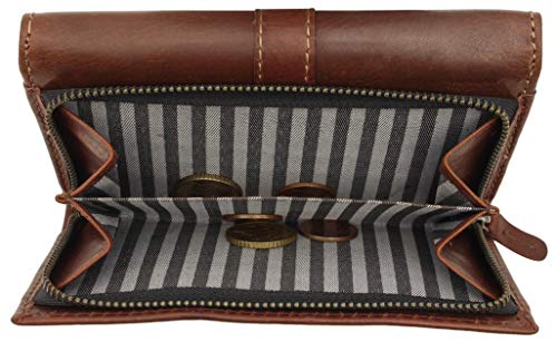 Gusti Leder studio Mae Monedero Mujer de Cuero Genino Dinero Monedas Tarjetas Documentos Vintage Retro Elegant Unisex Marrón Oscuro 2A95-22-6