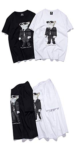 HA73 Diseño de Camiseta Suelta Cómodo y Transpirable Simple y Moderno con Patrón de Cabeza Plana para Perros,Black,M