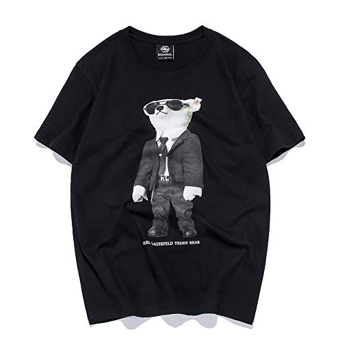 HA73 Diseño de Camiseta Suelta Cómodo y Transpirable Simple y Moderno con Patrón de Cabeza Plana para Perros,Black,M