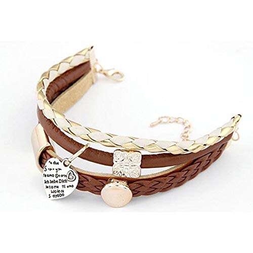 Haodou 1 Unid Cuerda Amistad Pulseras de Cuero Moda Vintage Pulseras Tejidas y Brazaletes Para Hombres Mujeres Joyería Estilo de Verano