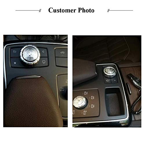 HAOXUAN A-M-G Consola Central Botón de Control Multimedia Embellecedor de Cubierta Emblemas Pegatina para Me-RC-ed-es B-ENZ A B E GLK GLA CLA GLE ML GL-Class (Perilla de 29 mm),Plata