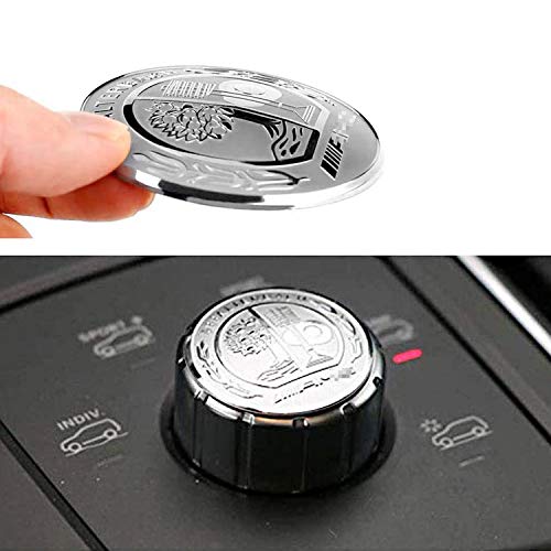 HAOXUAN A-M-G Consola Central Botón de Control Multimedia Embellecedor de Cubierta Emblemas Pegatina para Me-RC-ed-es B-ENZ A B E GLK GLA CLA GLE ML GL-Class (Perilla de 29 mm),Plata