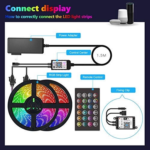 HebyTinco 15M Luces de Tiras LED Bluetooth, Tira de Luz de Cambio de Color de Música con Control Remoto 24 Teclas Control Remoto IR 5050 Kit de Tira de Luz LED RGB para Hogar, Fiesta