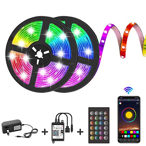HebyTinco 15M Luces de Tiras LED Bluetooth, Tira de Luz de Cambio de Color de Música con Control Remoto 24 Teclas Control Remoto IR 5050 Kit de Tira de Luz LED RGB para Hogar, Fiesta