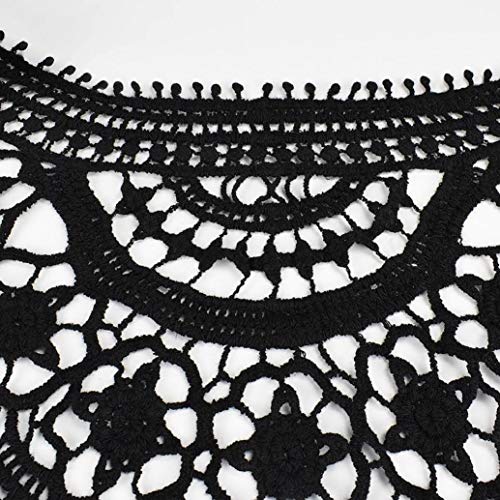 heekpek Mujer Pareos Playa Traje de Baño Vestido de la Playa Bikini Cover up Camisola de Playa Larga Mangas V-Cuello Hueco Borlas Vestido de Kaftan Crochet Pareos