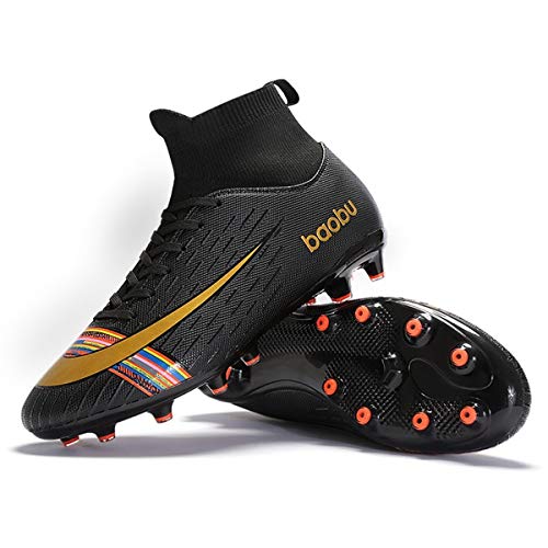 Holystep Scarpe da Calcio Uomo Professionale Sportivo Sneakers Baobu High Top TPU Breathable Soccer Shoes,Wear-Resistant Rubber Sole (7.5,C)
