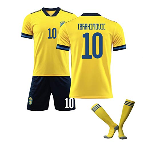 Hombre Boys Football Jersey Set Sweden Casa Camisetas, 10# Ibrahimovic Soccer Jersey, Fan Jersey, Fútbol Mangas Cortas Sports Jerseys Sudadera, Regalos #10-16